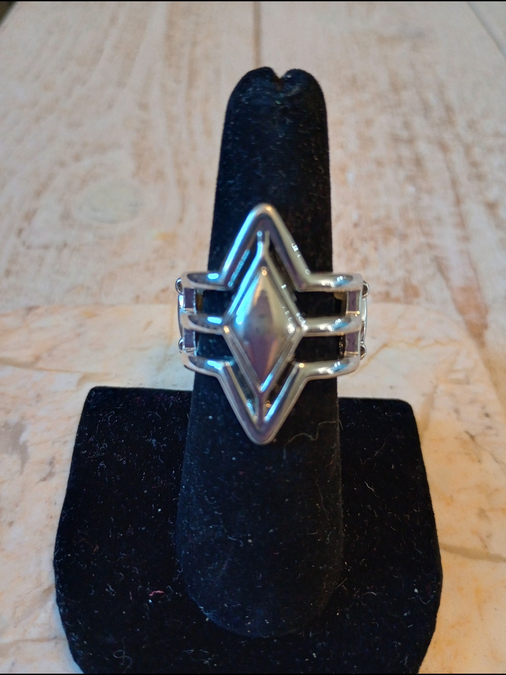 Silver-tone Geometric Statement Ring